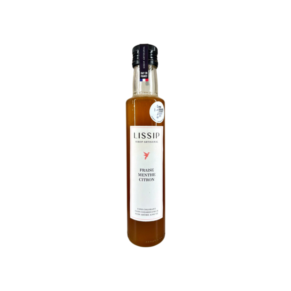 Lissip : Sirop Fraise Menthe Citron, artisanales, sans arôme, ni colorant, ni conservateur