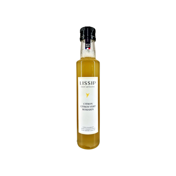 Lissip : Sirop Citron Citron Vert Romarin, artisanales, sans arôme, ni colorant, ni conservateur