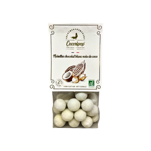 Cocoripop : Noisettes Chocolat blanc Noix de Coco, BIO