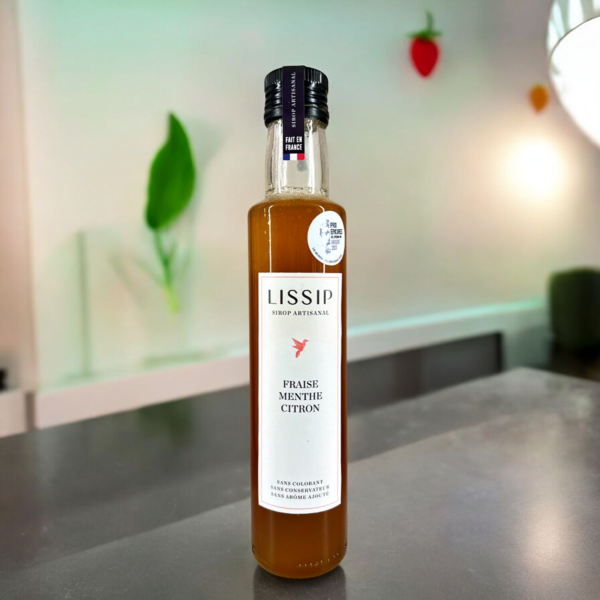 Lissip : Sirop Fraise Menthe Citron, artisanales, sans arôme, ni colorant, ni conservateur