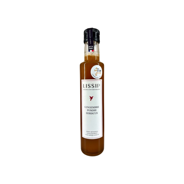 Lissip : Sirop Gingembre Pomme Hibiscus, artisanales, sans arôme, ni colorant, ni conservateur