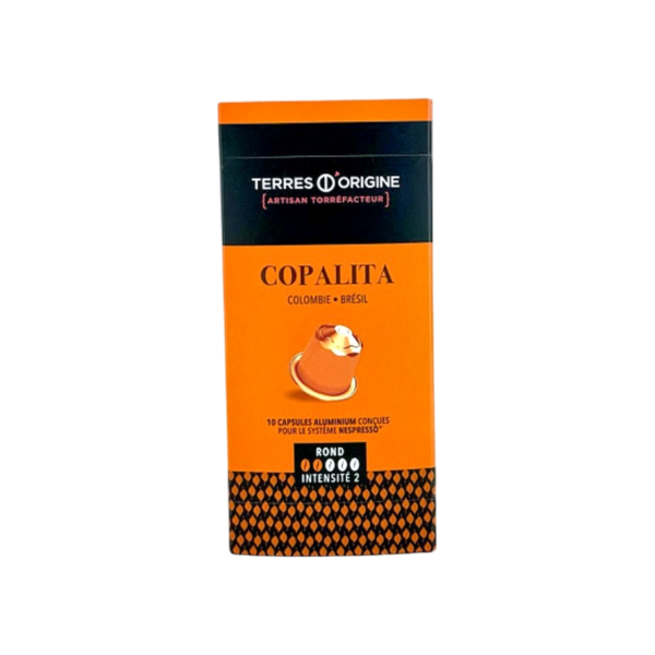 Terres Origine : Café "Copalita", en capsule, Rond, intensité 2, Colombie, Brésil