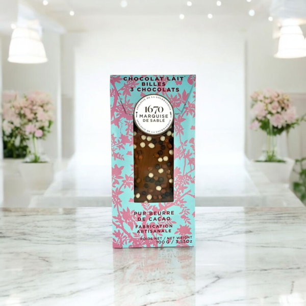 La Sablésienne : Tablette de Chocolat au lait Billes 3 chocolats