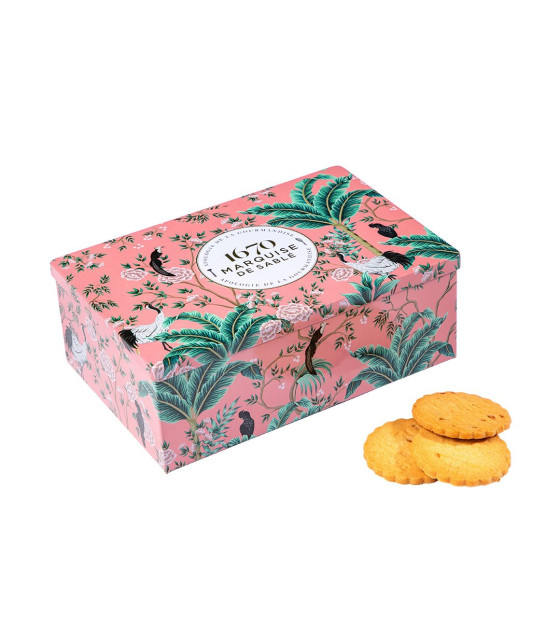 La Sablésienne : Boite métal "La Palmeraie" assortiment Sablés Nature,Caramel Beurre Salé et Abricot
