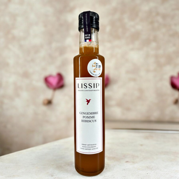 Lissip : Sirop Gingembre Pomme Hibiscus, artisanales, sans arôme, ni colorant, ni conservateur