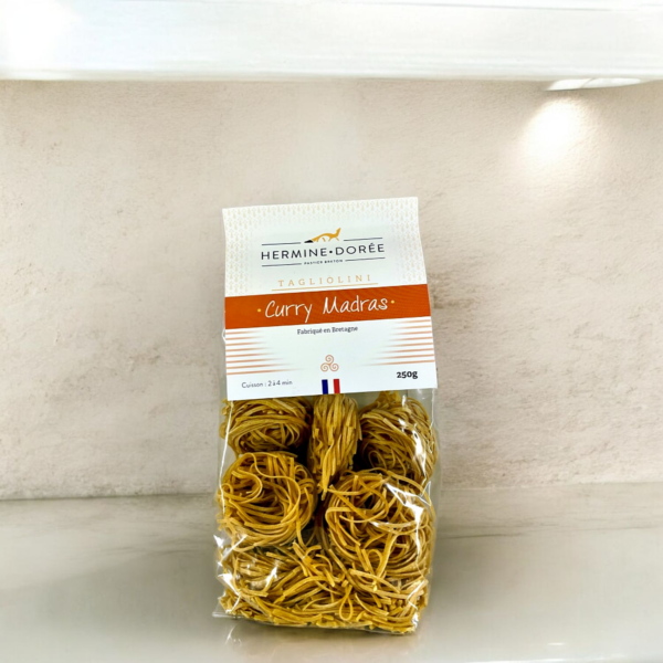 Hermine dorée : Tagliolini Curry Madras, fabriqué en Bretagne 250g – Image 2
