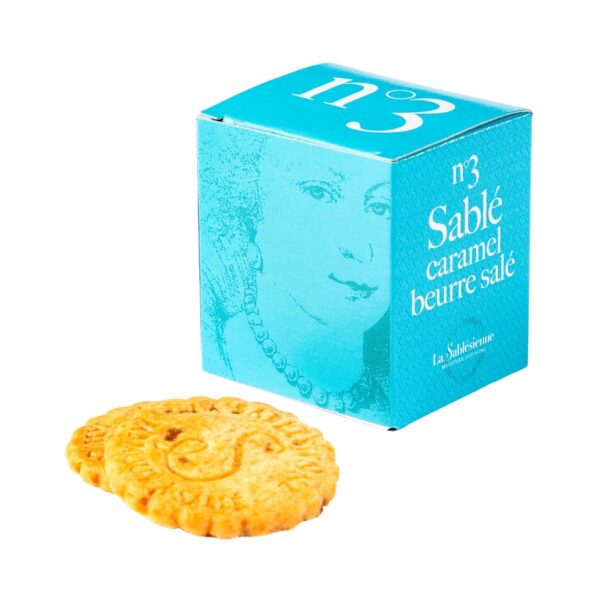 La Sablésienne : Boite cube n°3 Sablés Caramel Beurre Salé 35g