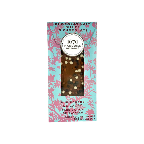 La Sablésienne : Tablette de Chocolat au lait Billes 3 chocolats