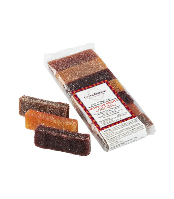 La Sablésienne : Pâtes de Fruits, assortiment, abricot, fraise, framboise, orange, griotte, coing, figue 220g